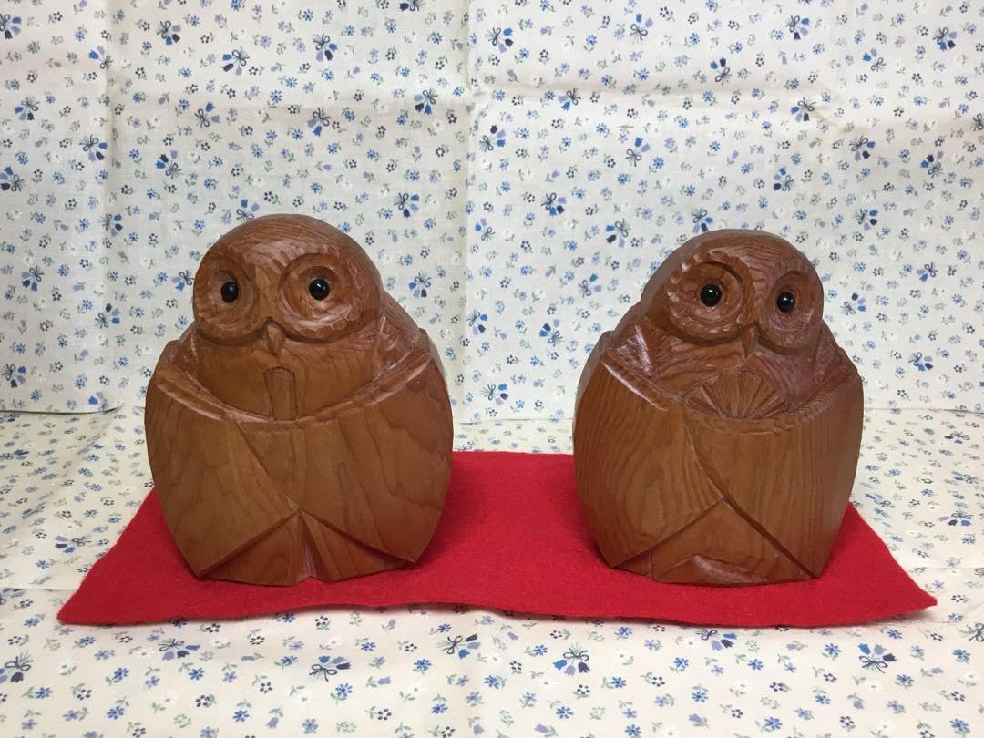 Amazon.co.jp: フクロウ 一位一刀彫 置物 飛騨高山 イチイ材 木製